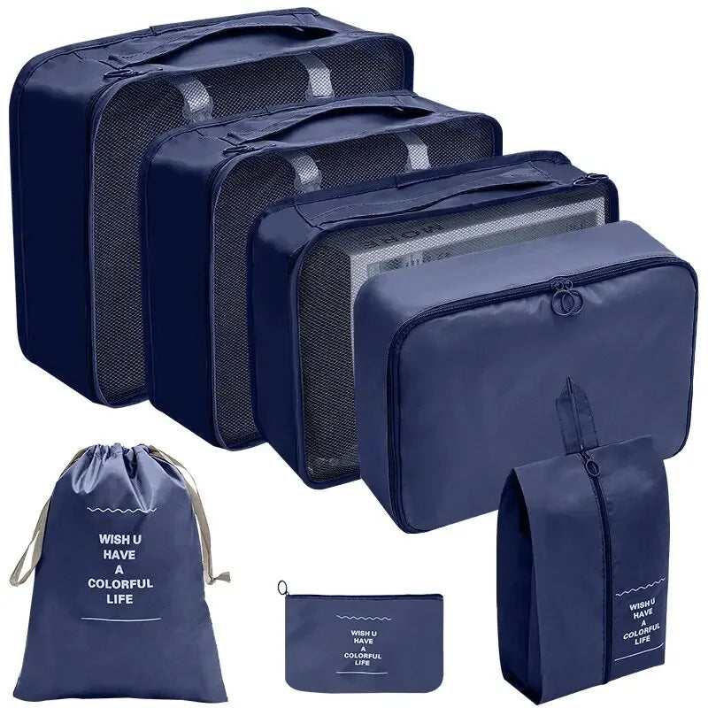 7/10 Pcs Set Travel Organizer Storage Bags Suitcase Packing Cubes Cases Portable Wardrobe Luggage Clothes Shoe Pouch Fold