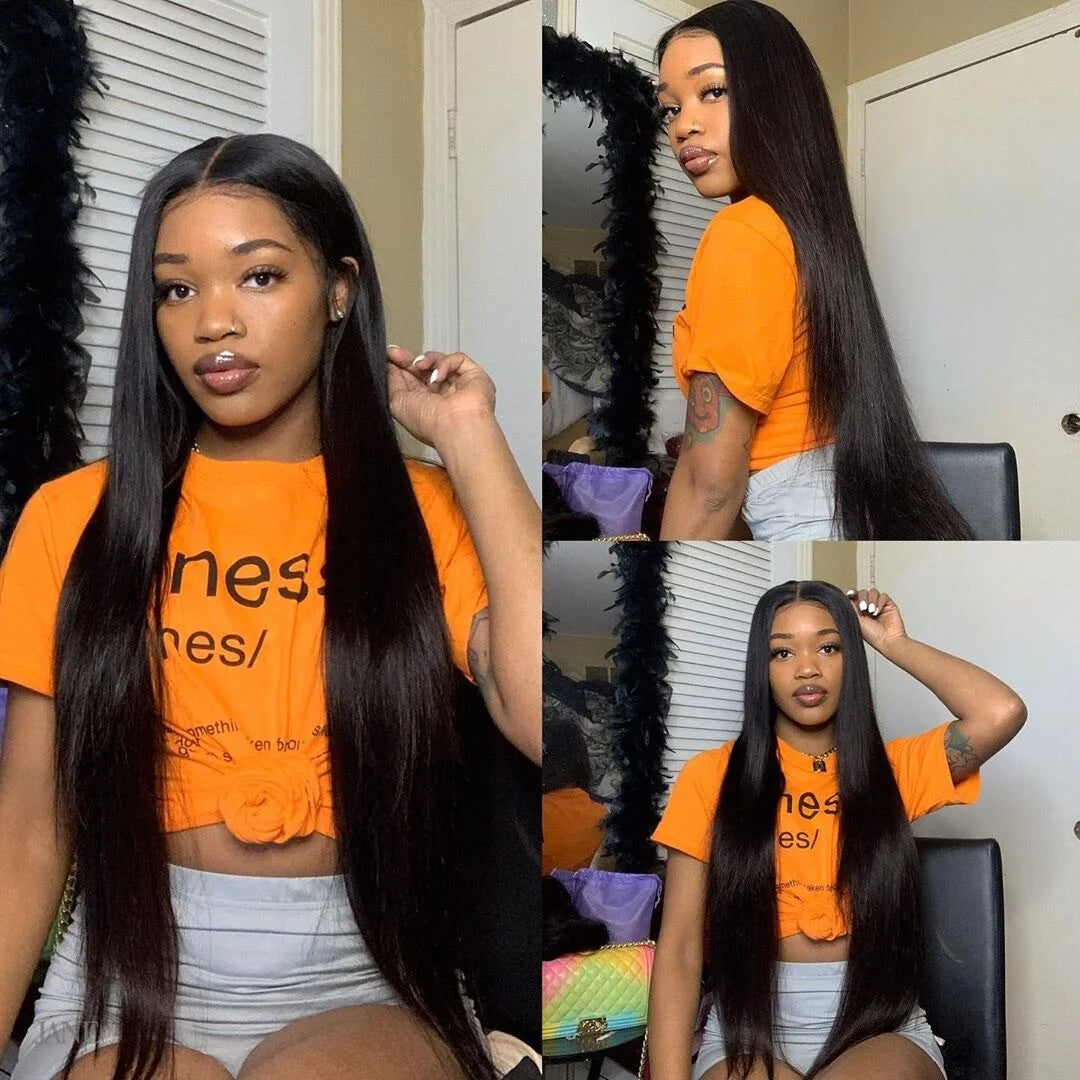 Hd Lace Frontal Wig 13x6 13x4 Lace Front Wig Human Hair 30Inch Bone Straight Transparent Lace Human Hair Wigs 4x4 HD Closure Wig