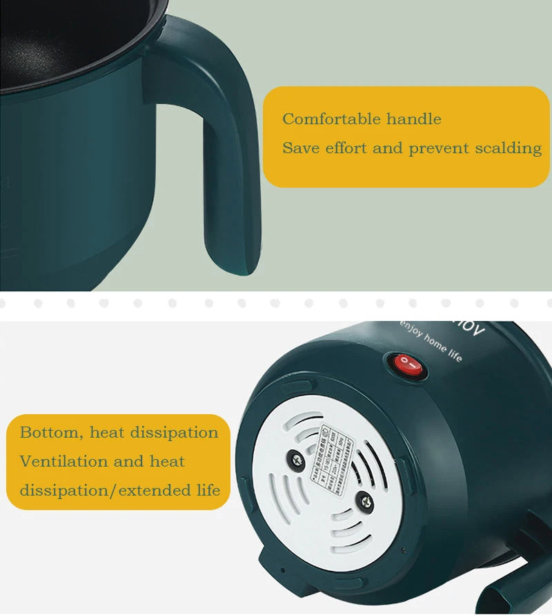 Mini Electric Cooker For Home Kitchen 2 People Food Noodle Single/Double Layer Multifunction Non-stick Pan steam Cooking Machine
