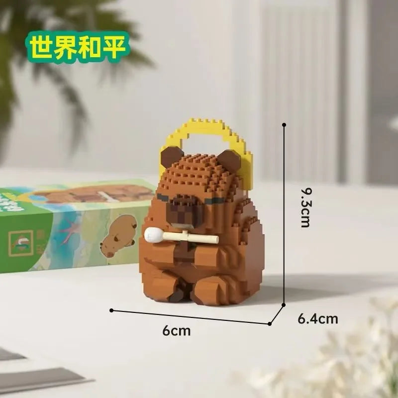 Lovely Cartoon Animals Capybara Micro Diamond Block Construction Model Building Bricks Educational STEM Toys For Kids Gift