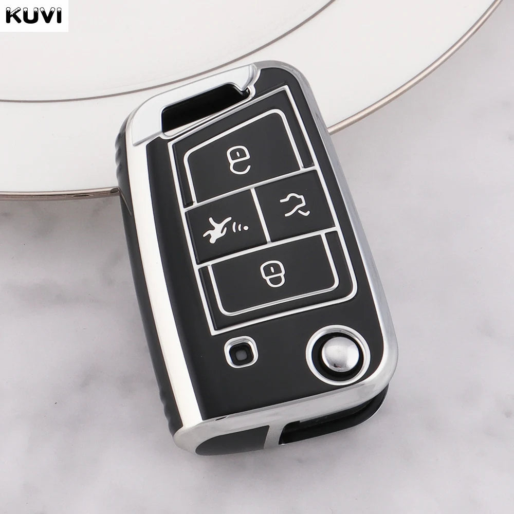 3 4 Buttons Car Key Case Cover Fob For VW Volkswagen Golf 7 MK7 Tiguan MK2 For SEAT Ateca Leon FR 2 Ibiza For Skoda Octavia A7