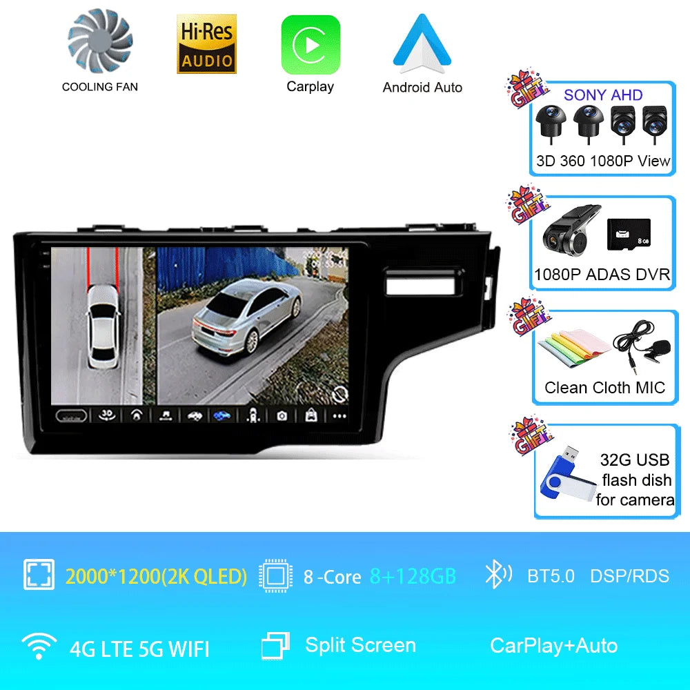 2K Screen Android 16 Carplay Multimedia Radio Player for HONDA FIT JAZZ 2014-2020 DSP 2din Autoradio Stereo Head Unit