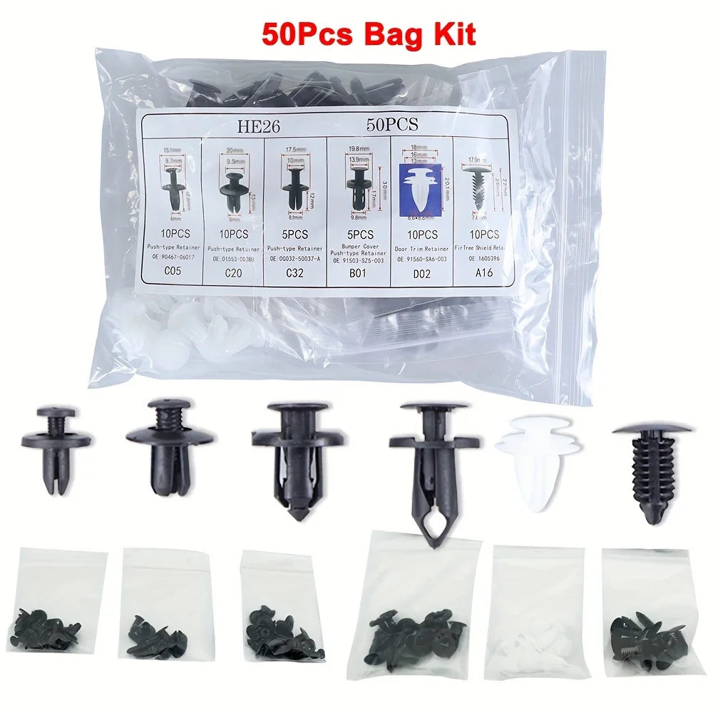 Auto Fastener Clip Mixed Car Body Push Retainer Pin Rivet Bumper Door Trim Panel Fastener Kit Car Clip 100/50 Box /Bag packaging