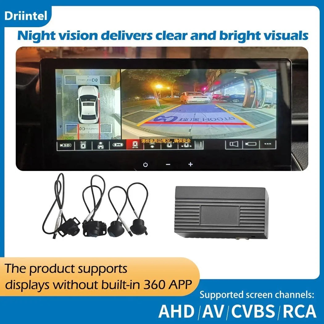 4 Way Dash Camera with Night Vision, 360°Surround View Parking Monitor, 1080P HD All Around View Driving Recorder ，Car DVR Syste