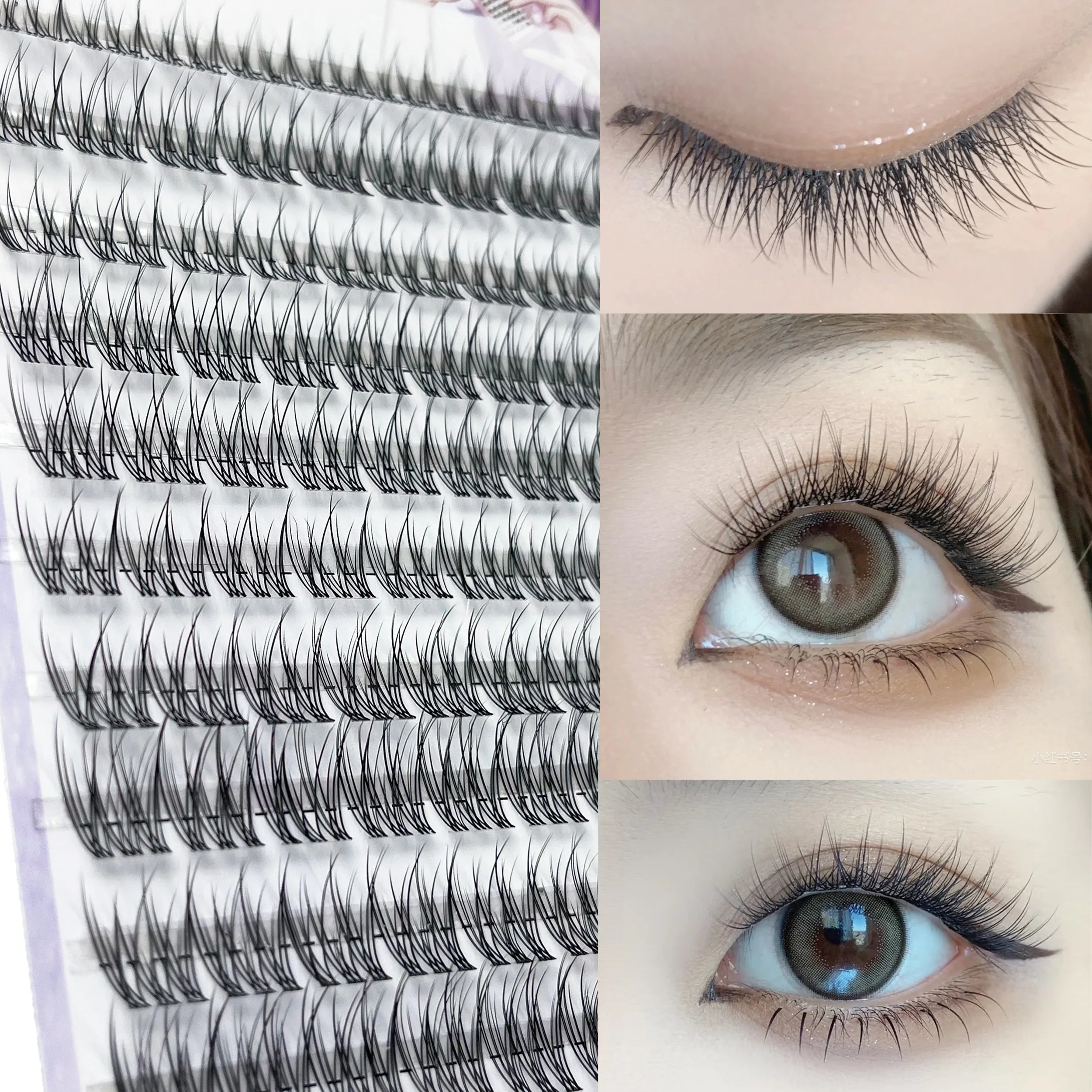 1/box 120 bundles Mink False Eyelash Natural Fishtail Lash 3D Russian Individual Eyelash Extension Cluster Makeup Tool Wholesale
