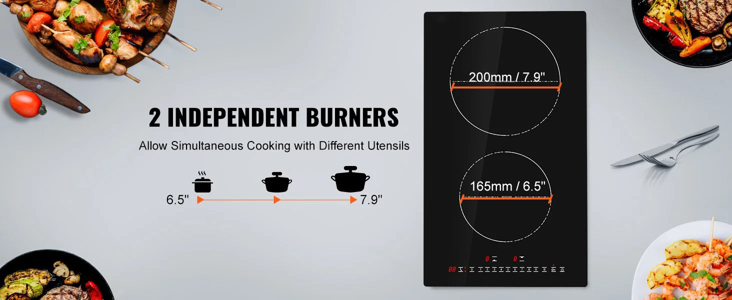 SucceBuy 2 Burners Electric Induction Cooktop Stove Hob Built-in Burner Cooker Sensor Touch Control Magnetic Cooker Hot Plate