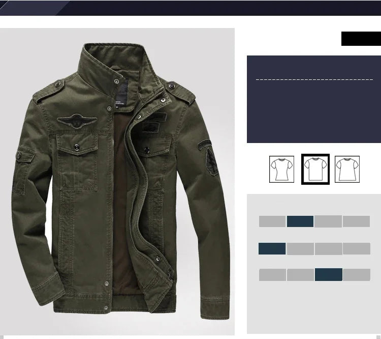 New 2025 Casual Army Military Jacket Men Plus Size M-6XL Jaqueta masculina  Spring & Autumn Cargo Mens Jackets Coat