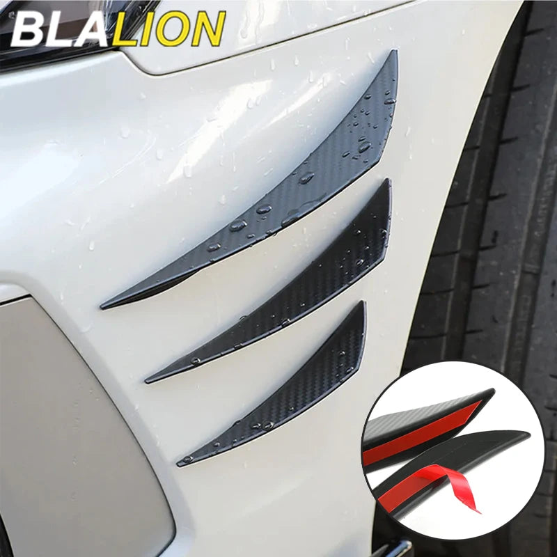 BLALION  6pcs Universal Front Bumper Lip Decoration Diffuser Splitter Fins Body Spoiler Canards Valence Chin Car Tuning Canard