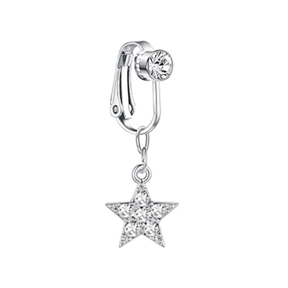 Faux Fake Belly Butterfly Fake Belly Piercing Heart Clip On Umbilical Navel Fake Pircing Moon Star Leaves Cartilage Earring Clip