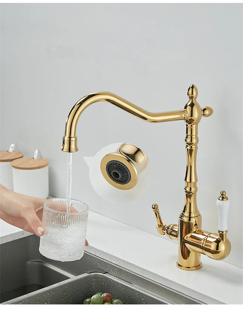 Antique Waterfilter Tap Kitchen Faucet Gold Mixer Drinking Kitchen Purify Faucet Kitchen Sink Tap Water Tap Crane For Kitchen