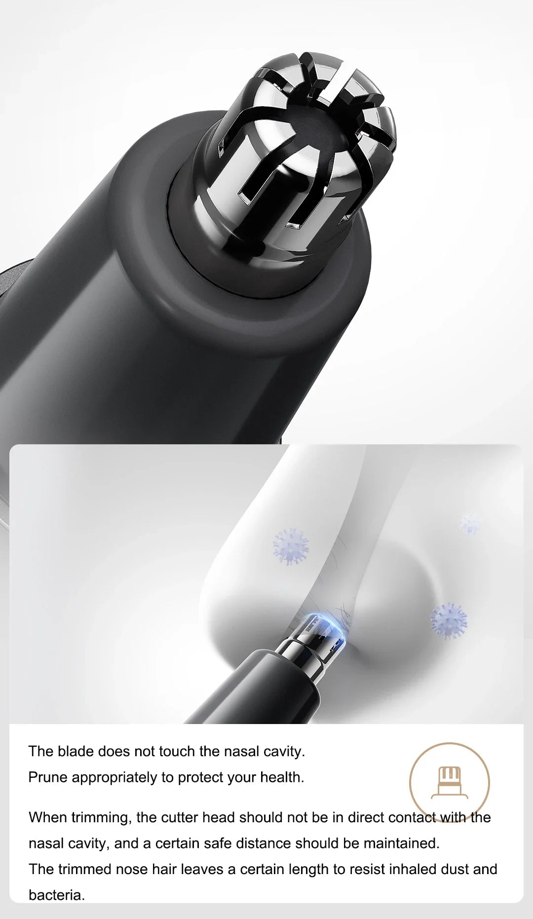 XIAOMI Mijia Electric Nose Trimmer- Rechargeable Ear Nose Hair Clipper Portable Skin-friendly Painless Eyebrow Trimmer for Men