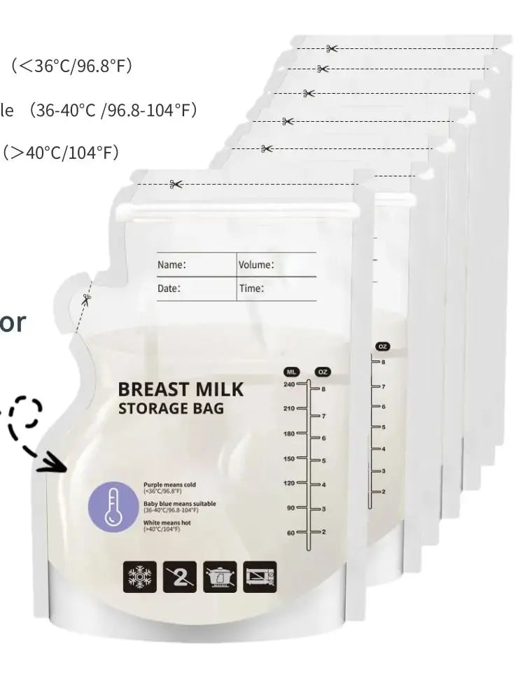 60pcs/30pcs Breast Milk Storage Bags Sterilized Leak Proof Pouches Disposable Breastmilk Storage Freezing Temperature Indicator