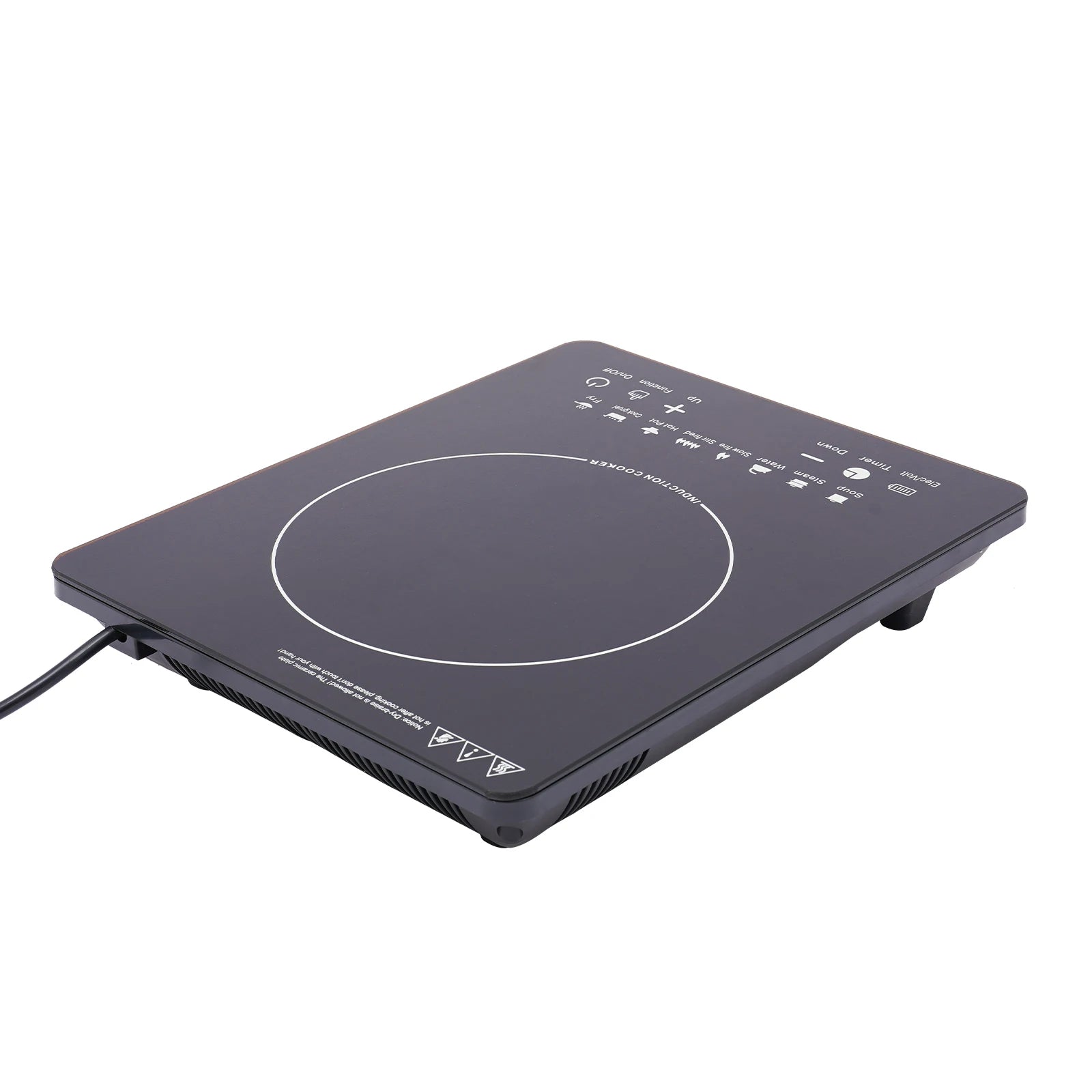 750W Electric Induction Cooker Glass PP Body 8 Presets Temp Adjustable for Dorm RV Home Restaurant & Hot Pot Use