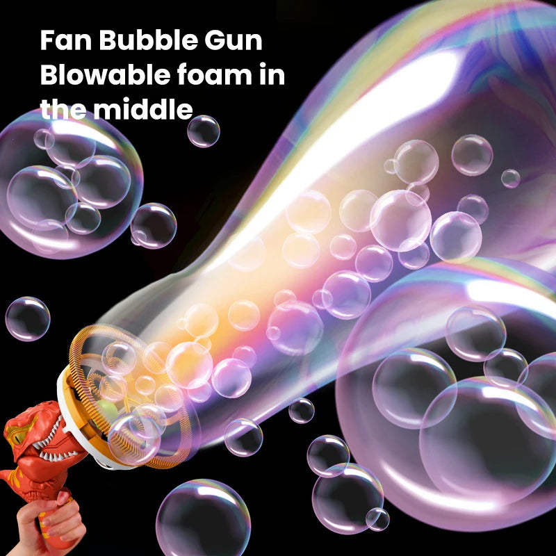 2 In 1 Large Bubbles Dinosaur Soap Bubble Electric Gun Toy Children's Outdoor Party Interactive Games for Kids Boys Girls Kids