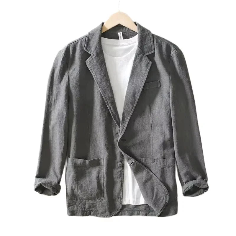 100% Cotton Breathable Men's Blazer Suit Jacket For Men Black Coat For Summer Business Lightweight Male Clothes 2024