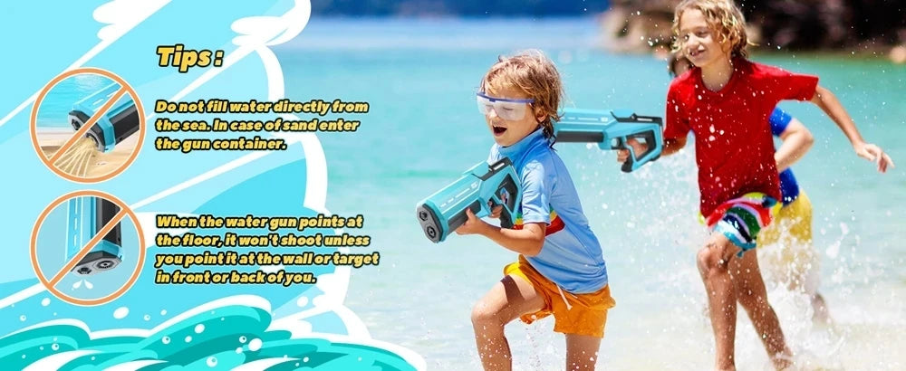 Electric Water Blaster Gun Children Automatic Water Pistol WaterGun with Led Light Summer Outdoor Game Party Toy for Adults Kids