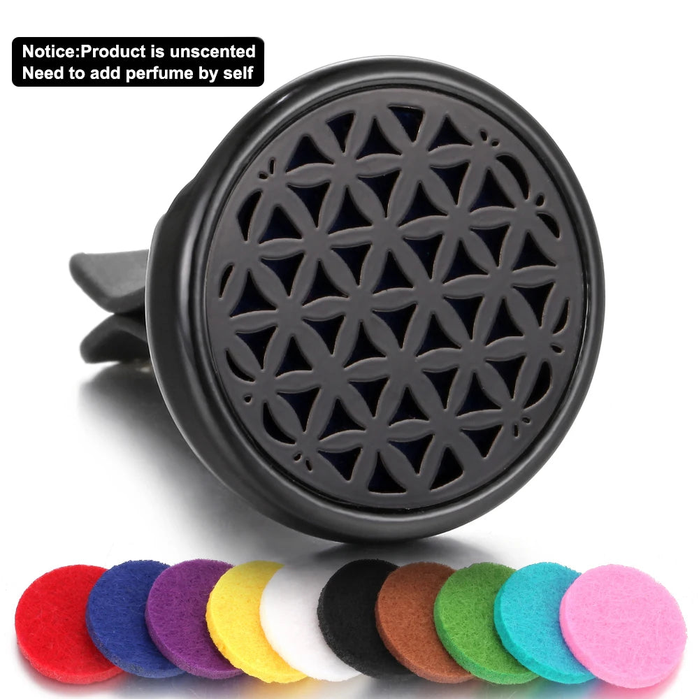 Black Perfume Diffuser Clip Auto Vent Car Air Freshener Alloy Stainless Steel Aroma Aromatherapy Essential Oil Diffuser Locket