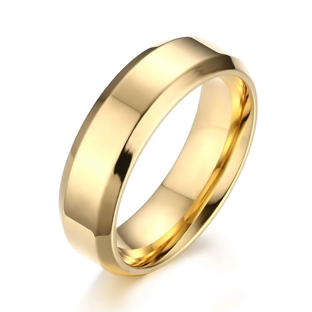 Vnox Gold Color Rings for Men Women, Simple Glossy Stainless Steel Wedding Bands, Signet Stacking Finger Ring Jewelry Gift