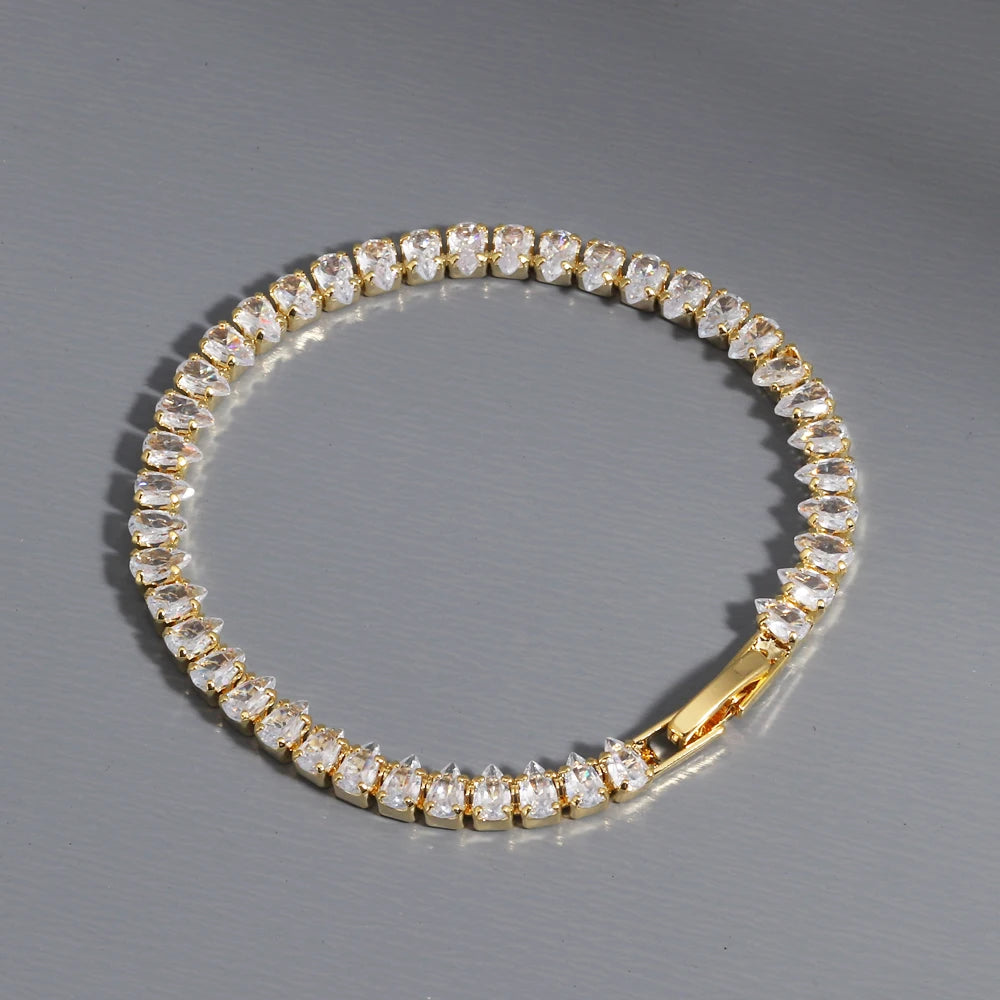 Sparkling Cubic Zircon Tennis Bracelets for Women Luxury Dainty Stackable Silver Color Chain Crystal CZ Banquet Wedding Jewelry