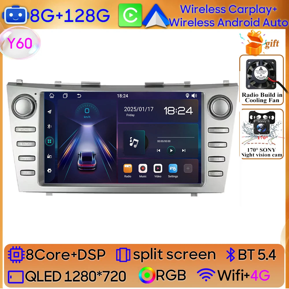 Android 15 For Toyota Camry XV40 Aurion 2007 - 2011 DSP Carplay Head Unit Multimedia Player GPS Navigation Stereo Car Radio WIFI