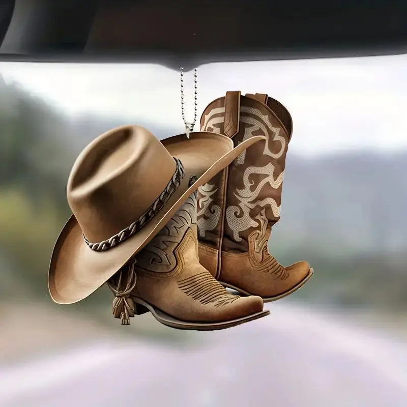 Acrylic Western Cowboy Boot Keychain Felt Hat Boot Texas Farm Saddle Wild West Keychain Backpacks Home Party Key Chain
