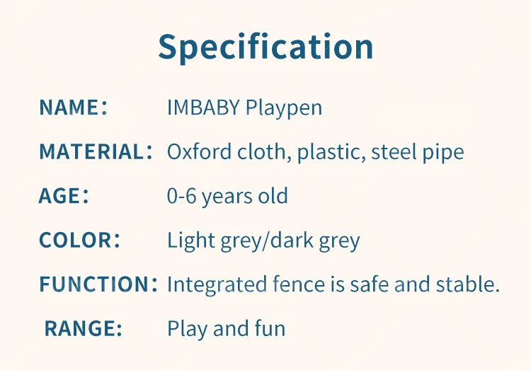 IMBABY Baby Playground 150x180cm Baby Playpen Grey Children's Fence Box with Protective Angle Game Playpen for Children Activity