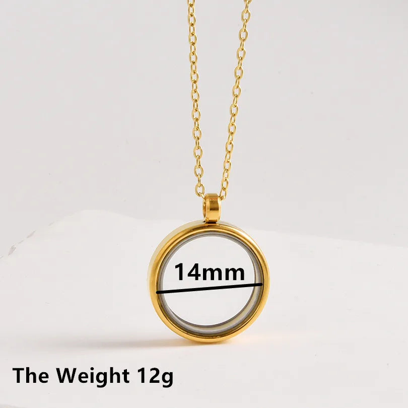 1Pc Inner Size 10-40mm Round Glass Memory Coin Holder Locket Pendant Necklaces Floating Living Relicario Collares Jewelry Bulk
