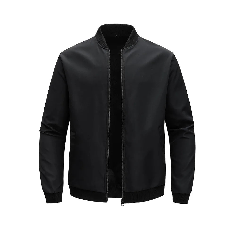 1pcs Spring and Autumn New Baseball Collar Short Loose Solid Color Jacket Men's Business Casual Thin Coat Trend