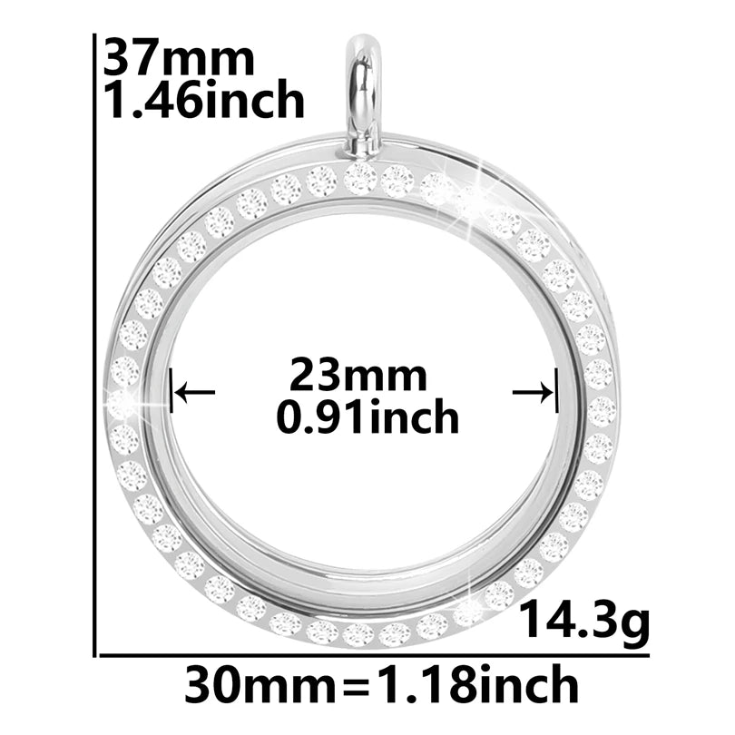 1Pc Punk Heart Round Memory Reliquary Photo Medaillon Pendant Glass Geometric Cremation Ashes Floating Locket кулон Jewelry