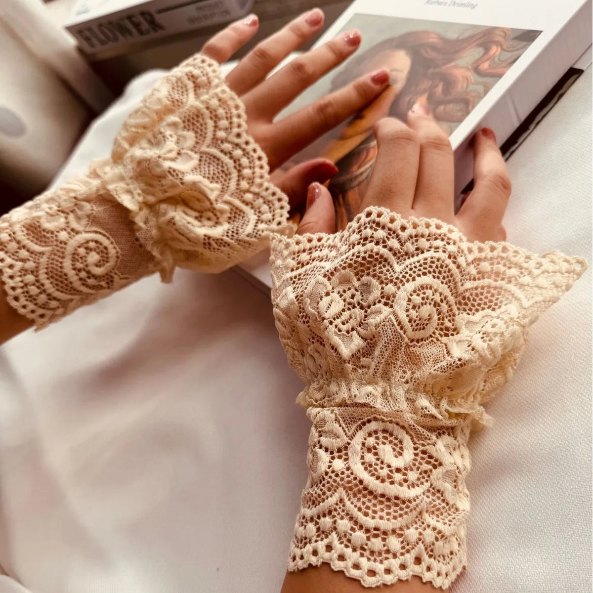 Mesh Lace Fake Sleeve Wrist Cuffs for Daily Wear Lolita Matching Dress Decor Sun Protection Sweet Styling