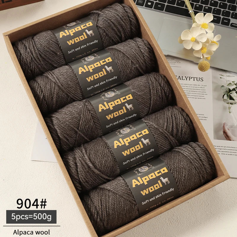 500g Alpaca Wool 245 Chunky Knitting Yarn Multi-Color Autumn and Winter Fashionable Gift for Men and Women DIY Knitting Material Kit for Warm Sweaters, Coats, Scarves, Hats, Gloves, Leg Warmers, Knee Pads Yarn Balls 5Pcs/Pack