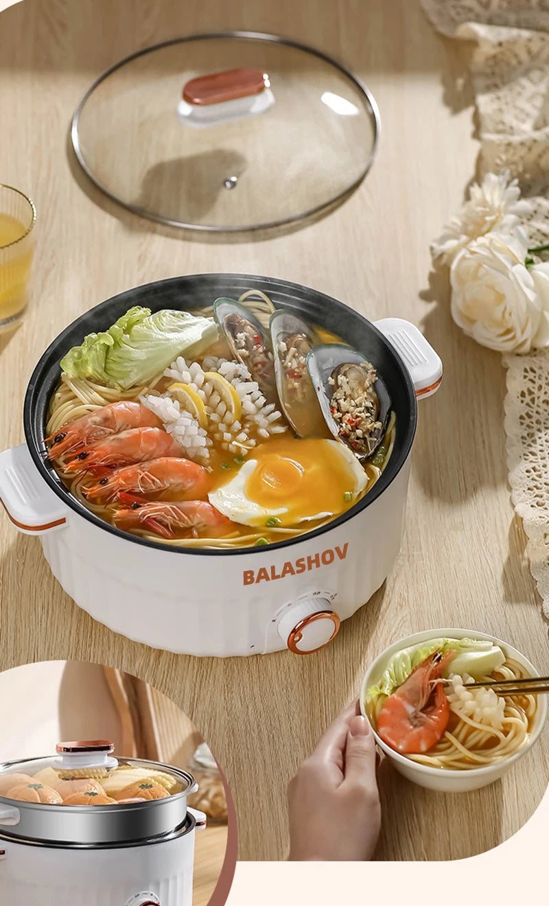 1.5L/3L Portable Electric Rice Cooker Multifunctional Double Layer Pan Non-stick Cookware for Kitchen and Home Appliance