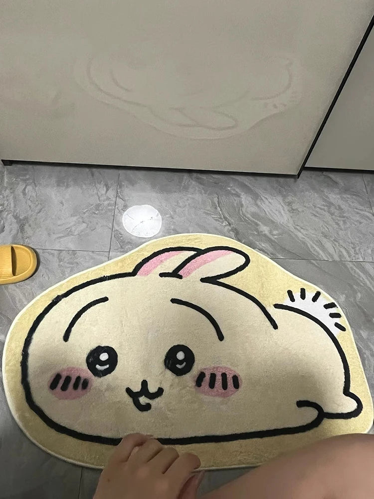 Hot Cartoon Rug Anime Hachiware Usagi Plush Floor Mat Bathroom Non-Slip Carpet Car Cushion Soft Living Room Decor Gifts
