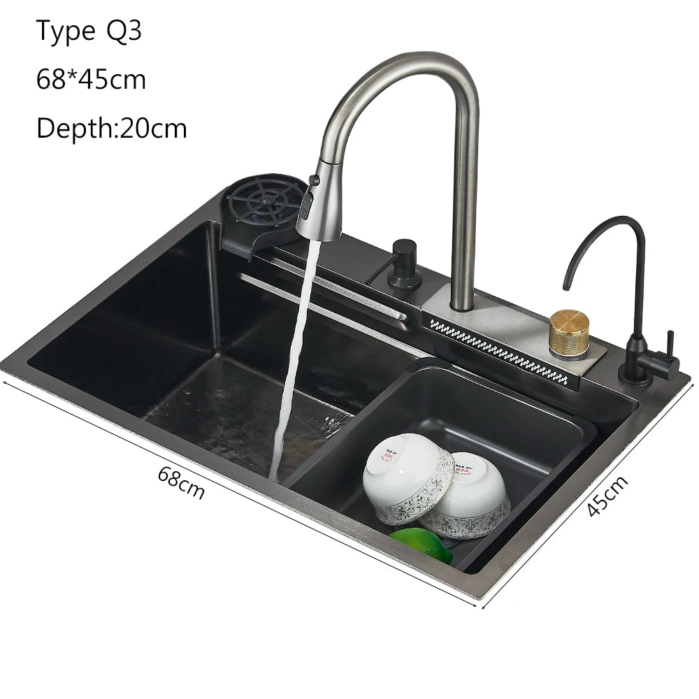 Stainless Steel Kitchen Sinks Recessed Sinks Kitchen Taps Sinks with Drains Kitchen Faucet Sink Sets