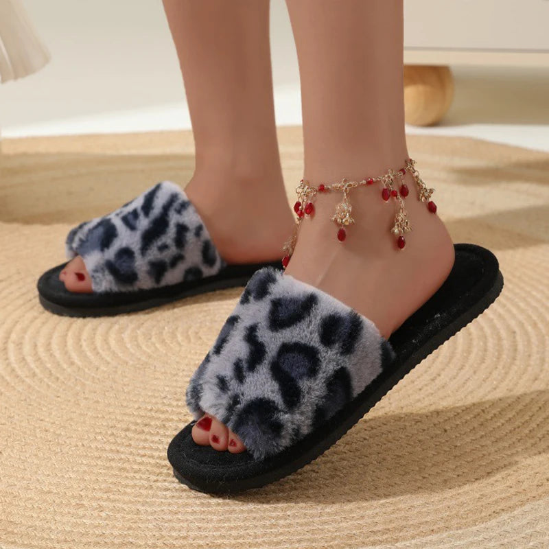 Fashion Women Slippers Cotton Plush Warm Female Light EVA Flat Bottom Non-slip Comfortable Slides Winter Autumn House Shoes