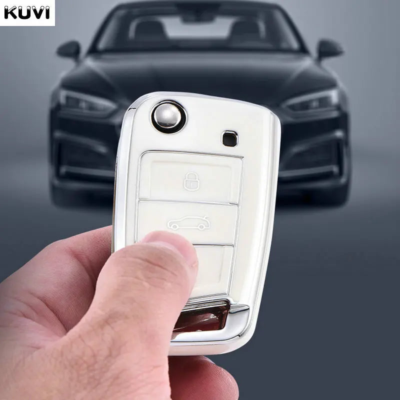 3 4 Buttons TPU Car Key Case Cover Fob For VW Volkswagen Golf 7 MK7 Tiguan MK2 For SEAT Ateca Leon FR 2 Ibiza For Skoda Octavia