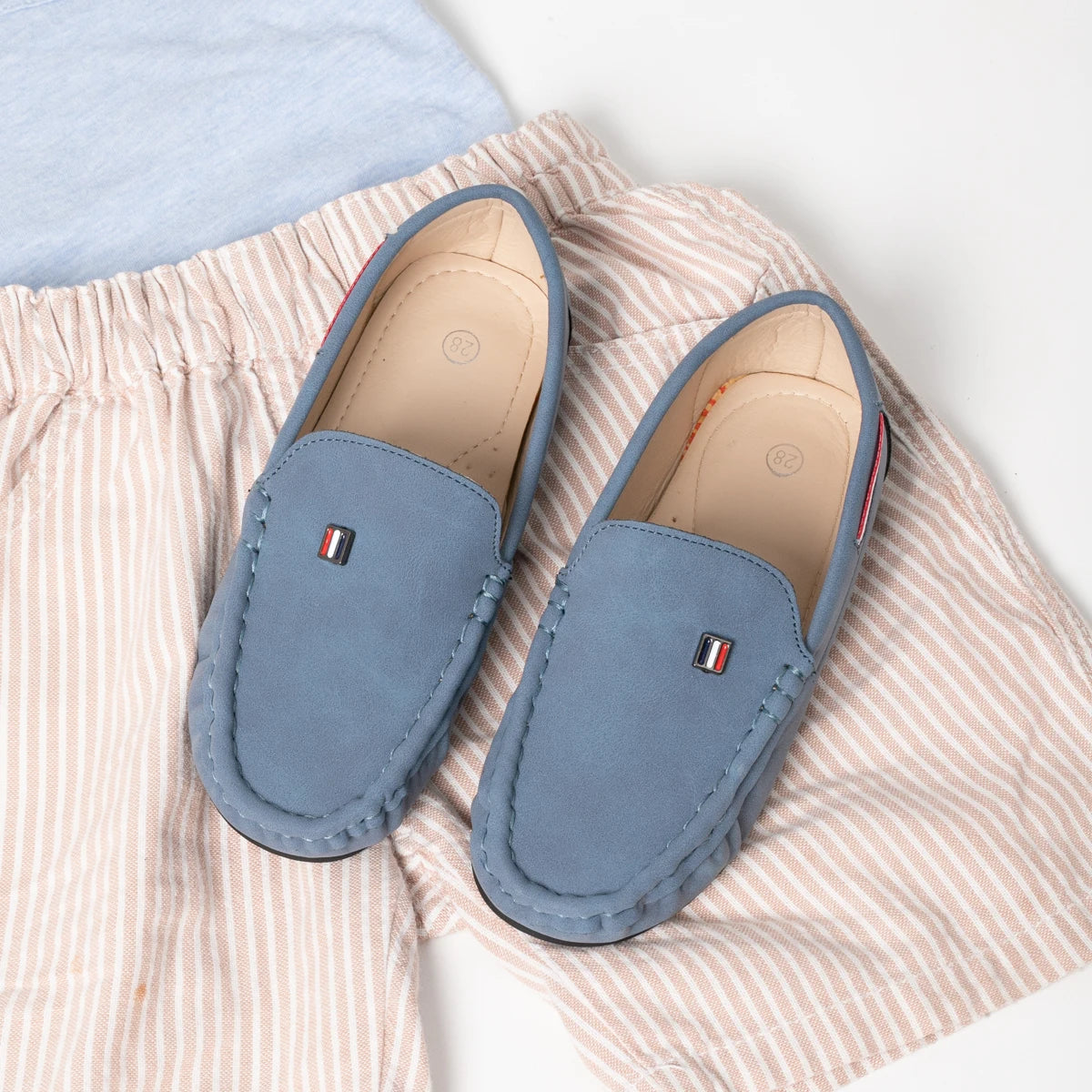 Boys Slip-On Suede Loafers Toddler Little Kid Stitch Detail Casual Dress Shoes
