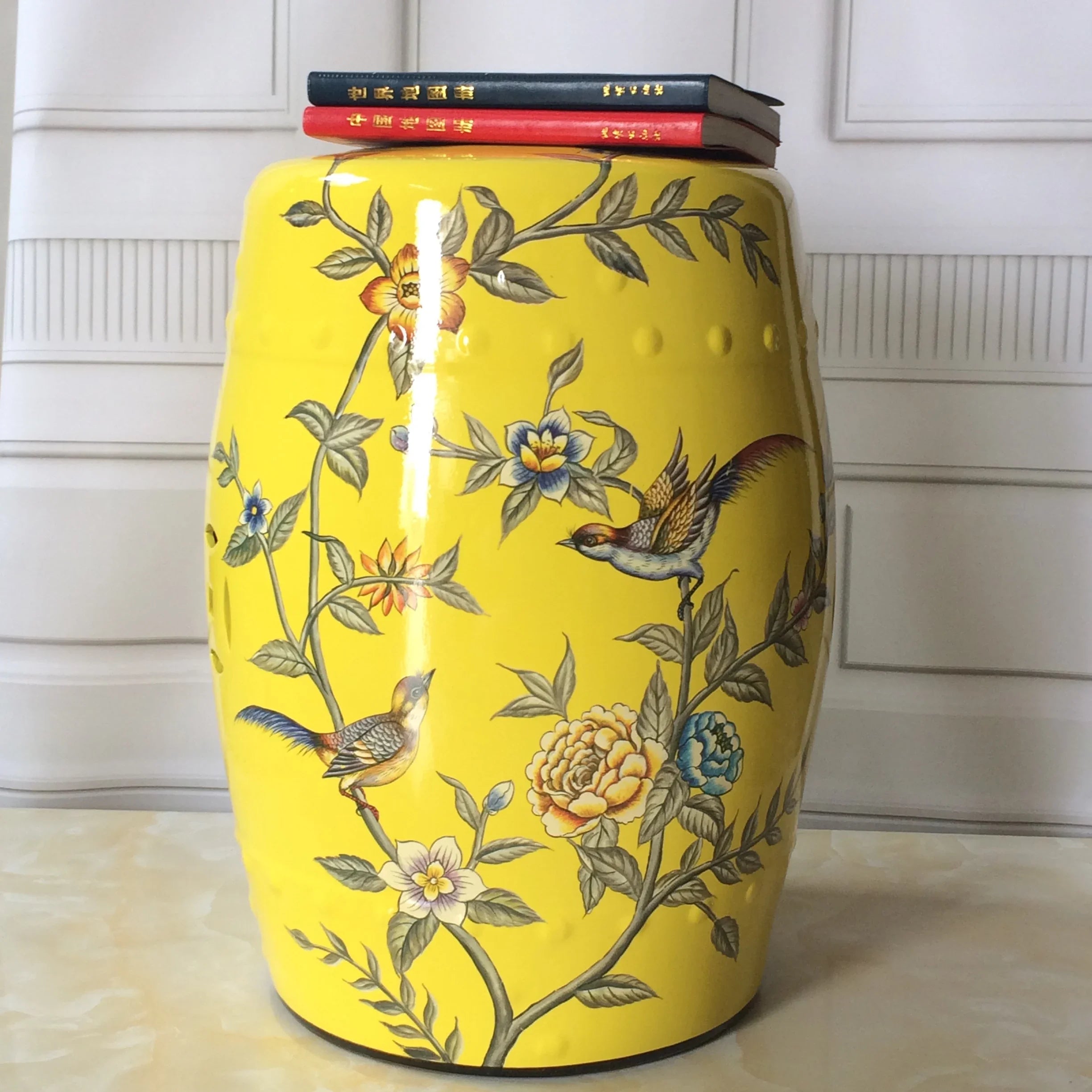 Shoe Changing Stool Flower Bird Ceramic Drum Stool Dressing Antique Drum Sitting Stool Living Room Furniture Luxury Dresser