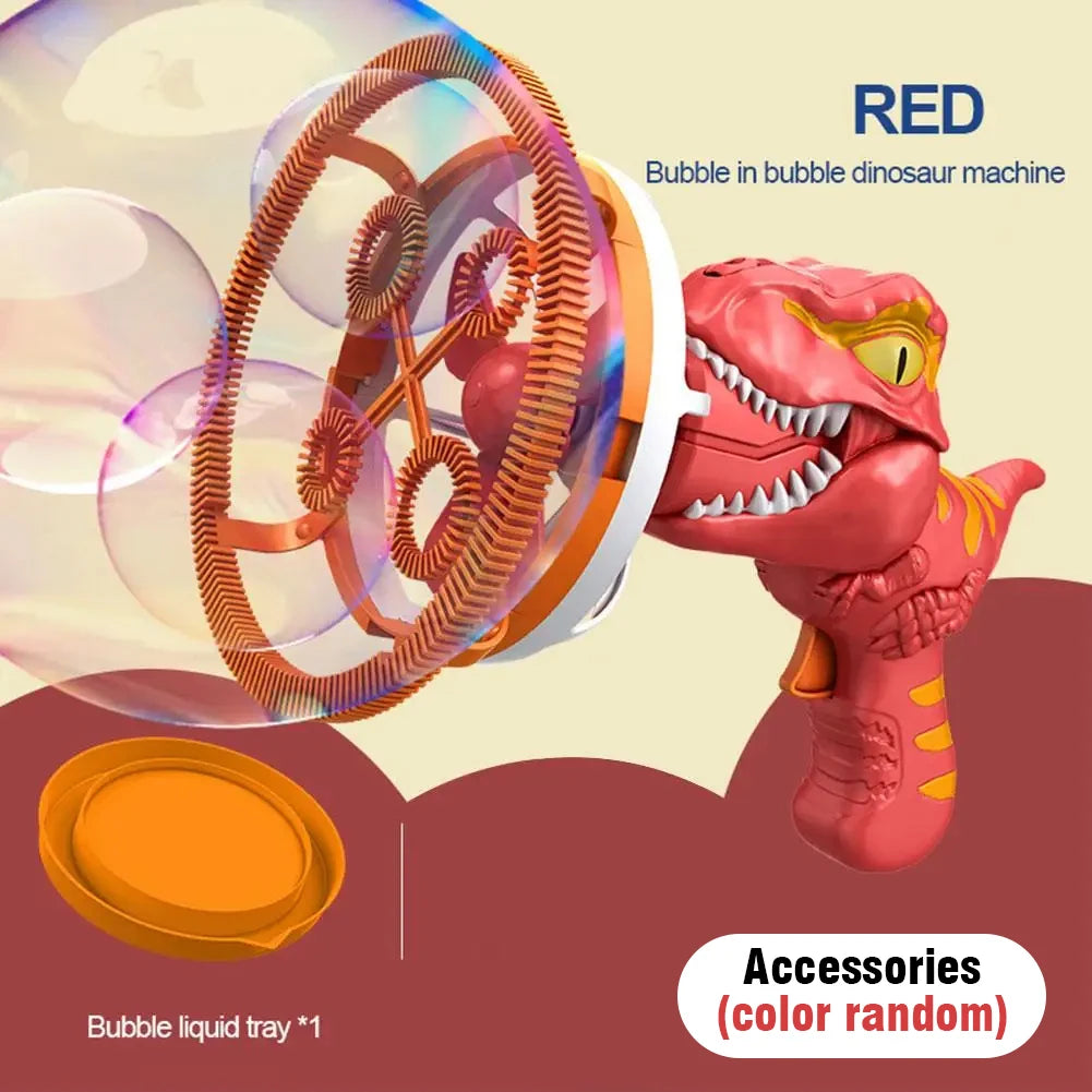 2 In 1 Large Bubbles Dinosaur Soap Bubble Electric Gun Toy Children's Outdoor Party Interactive Games for Kids Boys Girls Kids