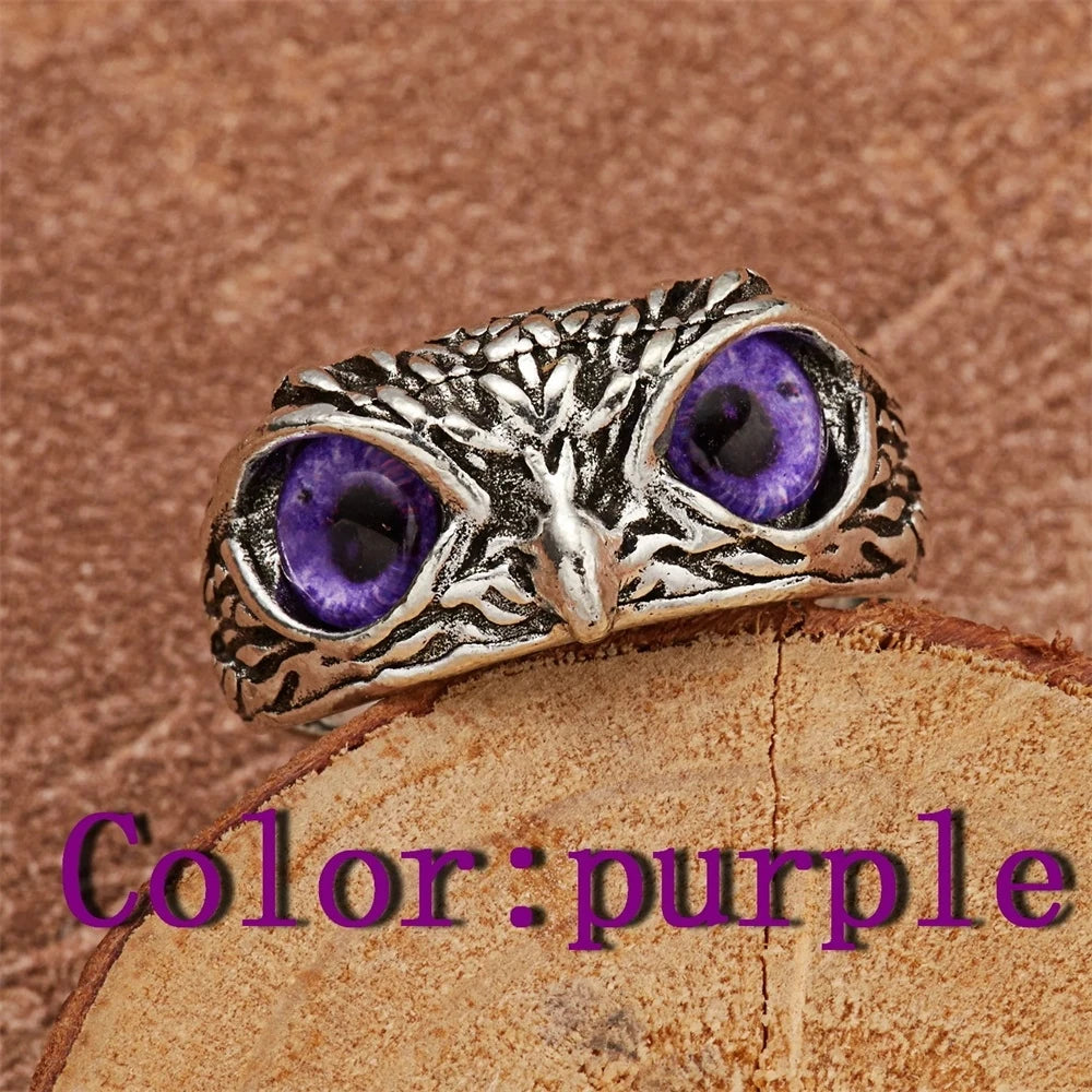 Rare Vintage Owl Carved Tibet Silver Ring for Men Cute Animals Youth Gothic Adjustable Fashion Women Jewelry Accessories Gifts