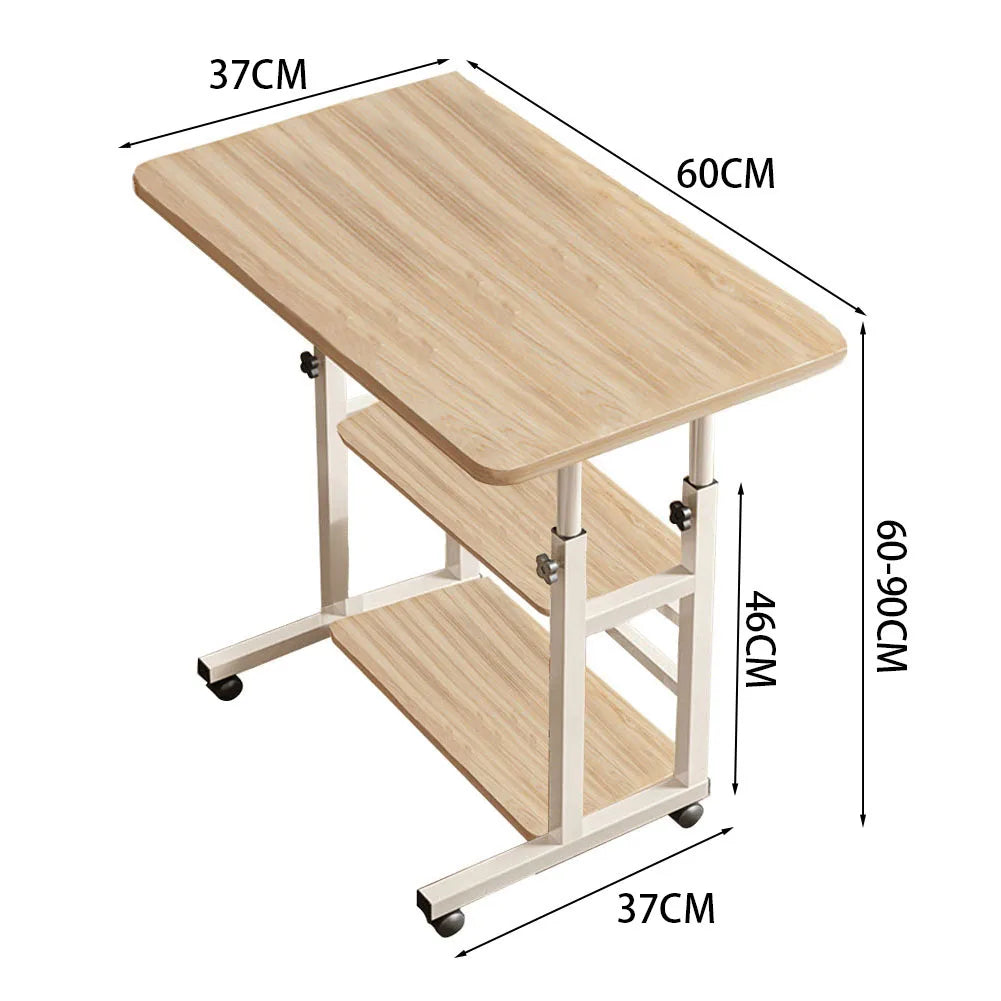 Bedroom Dormitory Movable Bedside Laptop Table Height Adjustable Bedside Table With Wheels Desk Tray Table