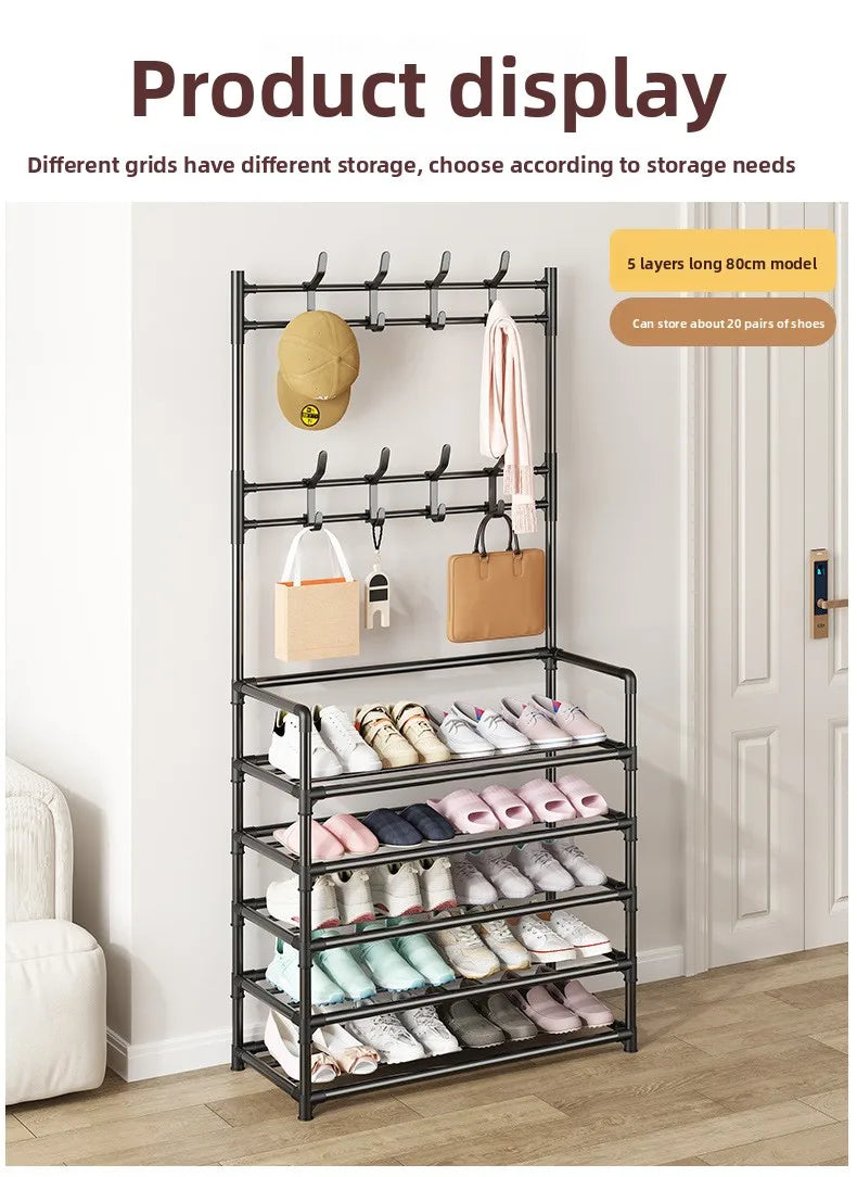 Multi-layer Door-mounted Shoe Hat Rack - Simple Assembly Household Integrated Multi-functional Storage Cabinet for Home Use