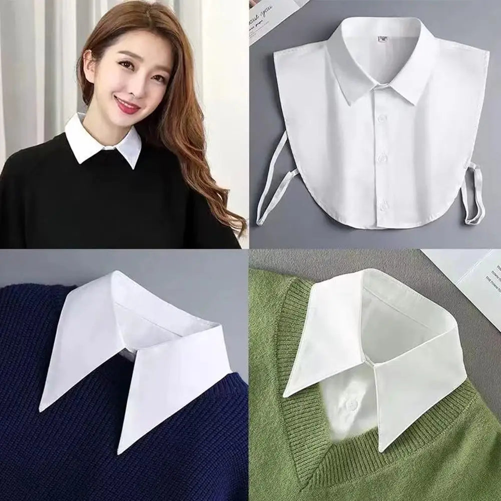 Fake Collar Detachable Collar for Women Girls Shirts Dickey Half False Blouse Dickey Tops Solid Color False Collar White/Black