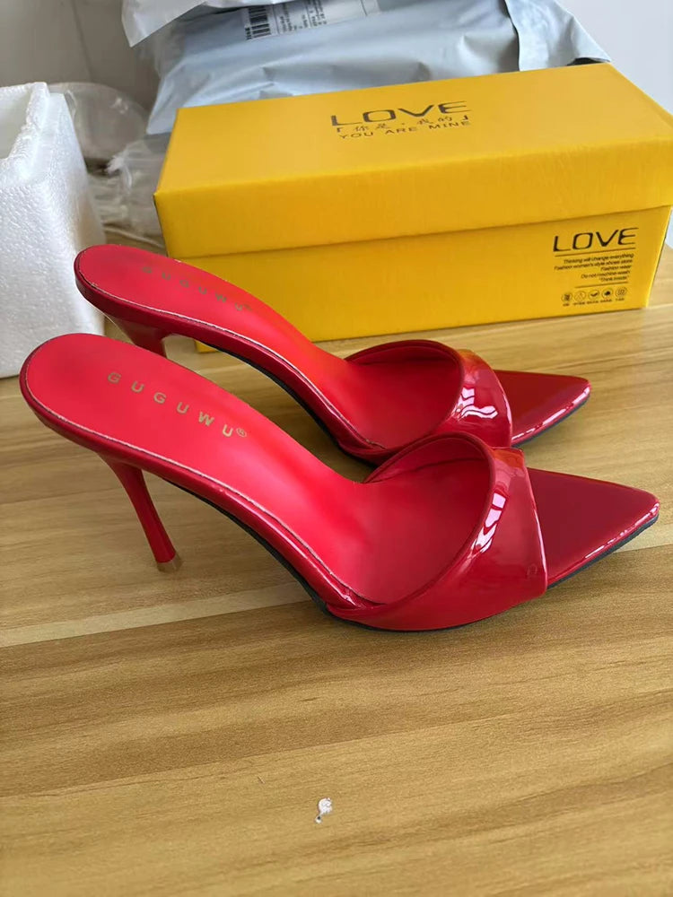 Nightclub Fashion Thin High Heel Summer Women Slippers Fashion Peep Toe Dress Slides Ladies Sexy Stripper Party Sandals