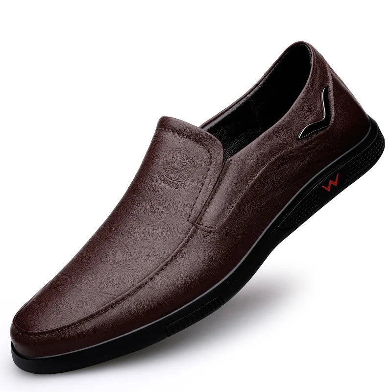 CLOHOO Men's Business Casual Shoes Handmade Layered Cowhide Rubber Bottom Leather Footwear for Office And Leisure