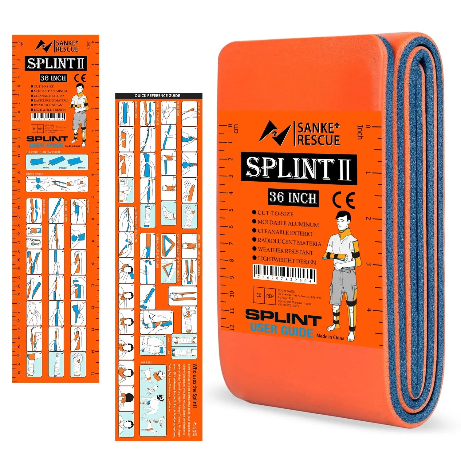 First Aid Splint 36/18"X4.3" SANKE RESCUE Wrist Thumb Support Brace Tendonitis Arthritis ifak Protector Guard Right Left Hand