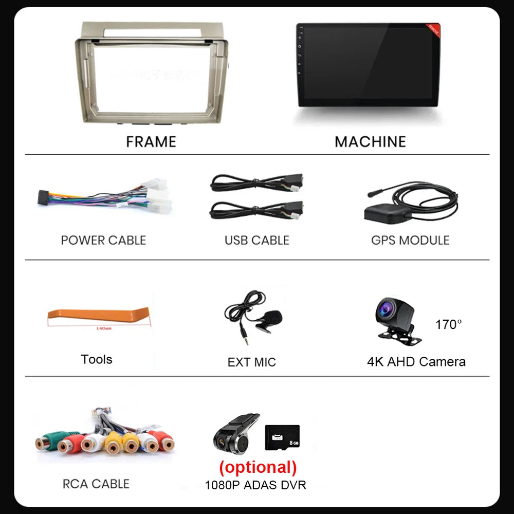 Car Radio Multimedia Player For Toyota Corolla Verso 2004-2009 2 Din 4G Carplay Wifi Navigation GPS Android Autoradio Head Unit