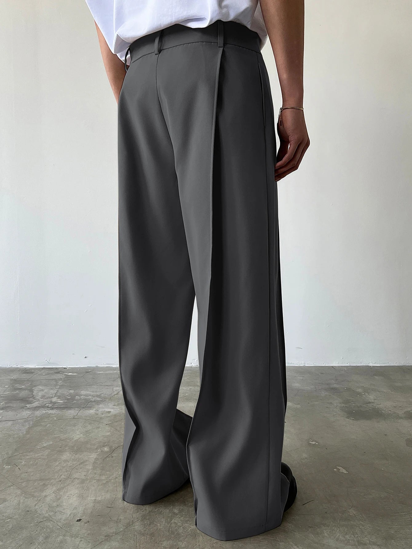 Men's High Waist Wide Leg Suit Pants Casual Loose Straight Leg Dress Pants Formal Business Streetwear Black Trousers S-2XL 1 Pie