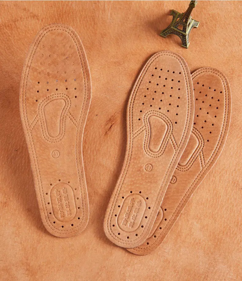 Real Cowhide Insole Leather Shoes Boots Shoe Inserts Soft Breathable Deodorant Anti-slip Template Shock Absorbing Insoles Sole