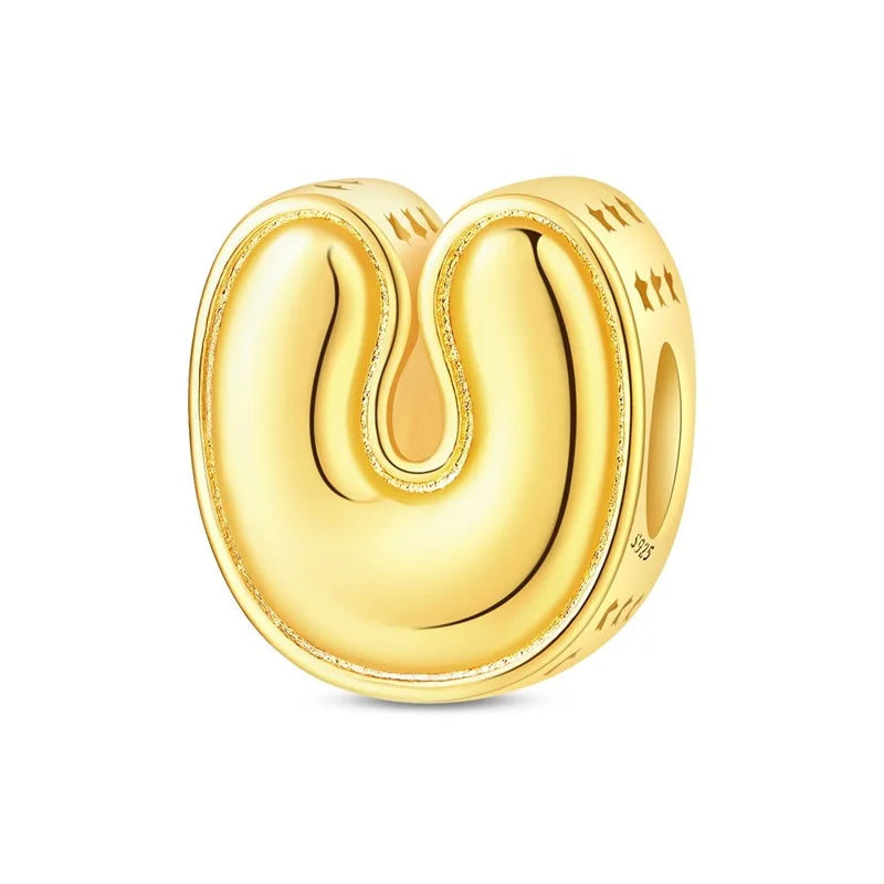 New Hot Sales 925 Sterling Silver 26 Golden Letters Charms Bead Fit Original Bracelet DIY Women Birthday Jewelry Gifts